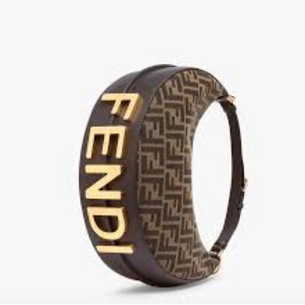 Fendi Gold Logo Brown Patterned Belt Bag